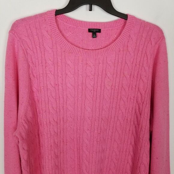 Talbots  Women Plus Cable Knit Crewneck Sweater Sz 3X Pink Pullover - Picture 2 of 8